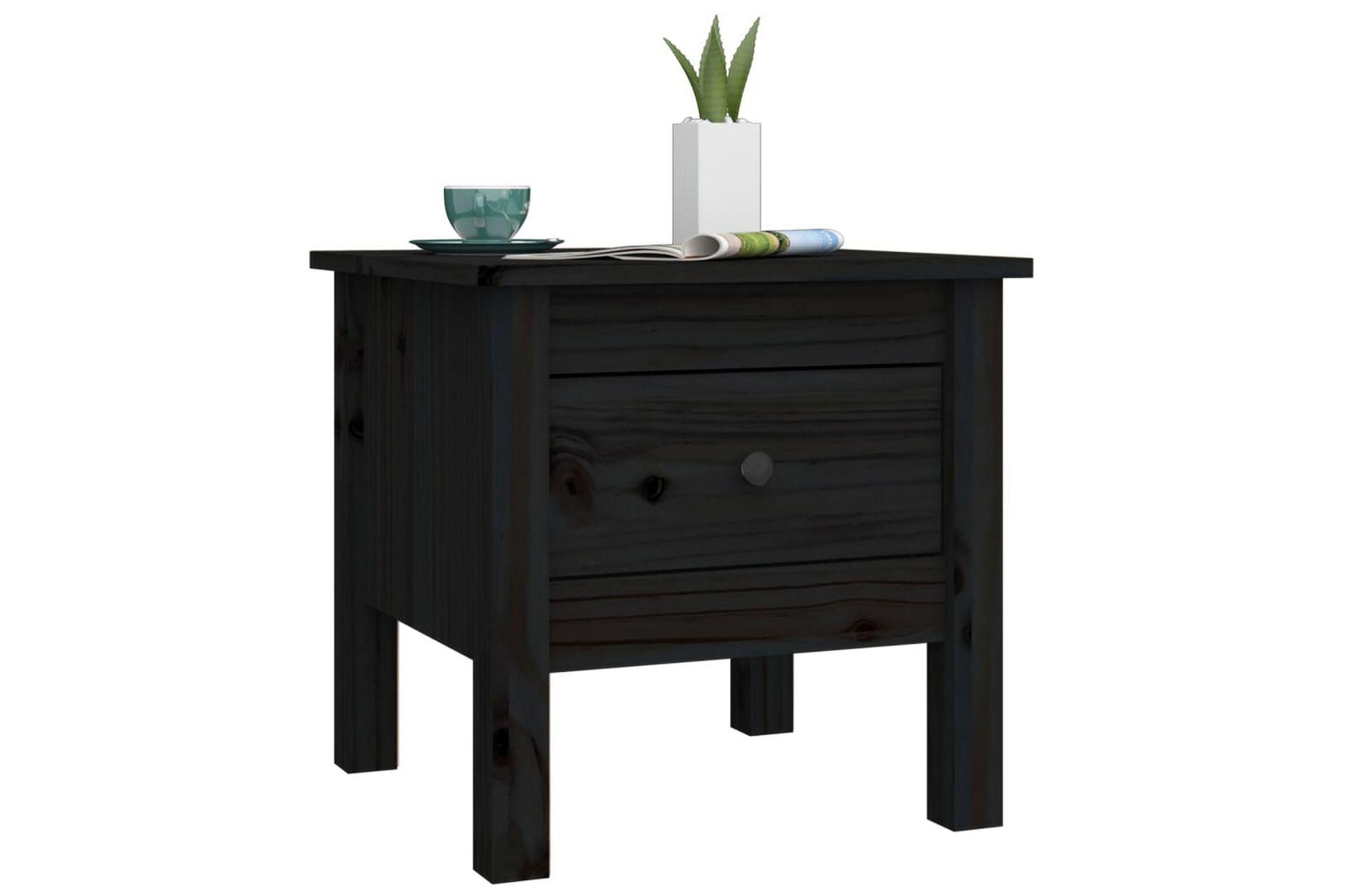 beBasic Sidebord 2 stk svart 40x40x39 cm heltre furu - Svart - Oppbevaring - Oppbevaringsmøbler - Sideboard & skjenker