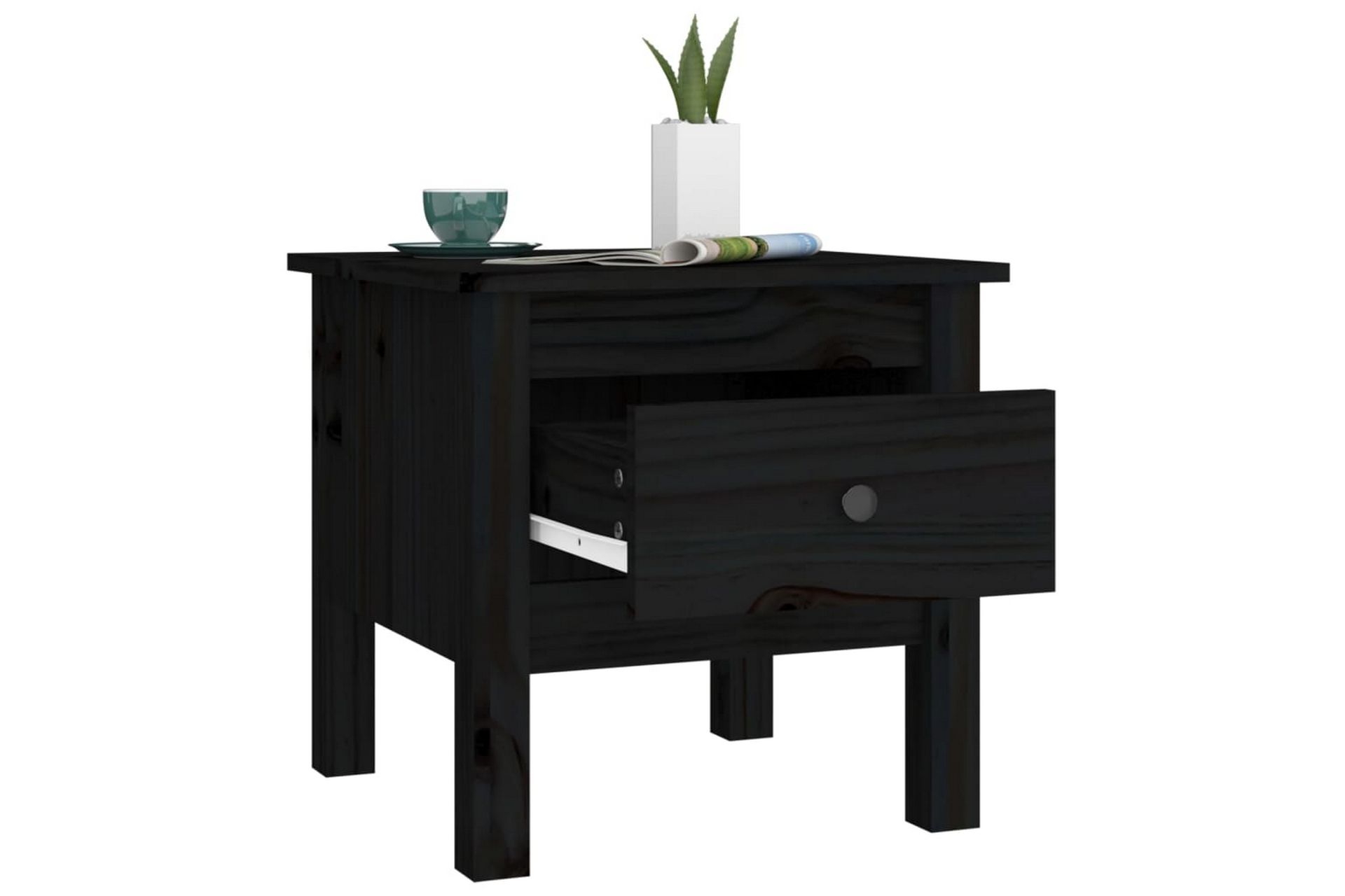 beBasic Sidebord 2 stk svart 40x40x39 cm heltre furu - Svart - Oppbevaring - Oppbevaringsmøbler - Sideboard & skjenker