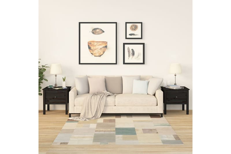 beBasic Sidebord 2 stk svart 50x50x49 cm heltre furu - Svart - Oppbevaring - Oppbevaringsmøbler - Sideboard & skjenker