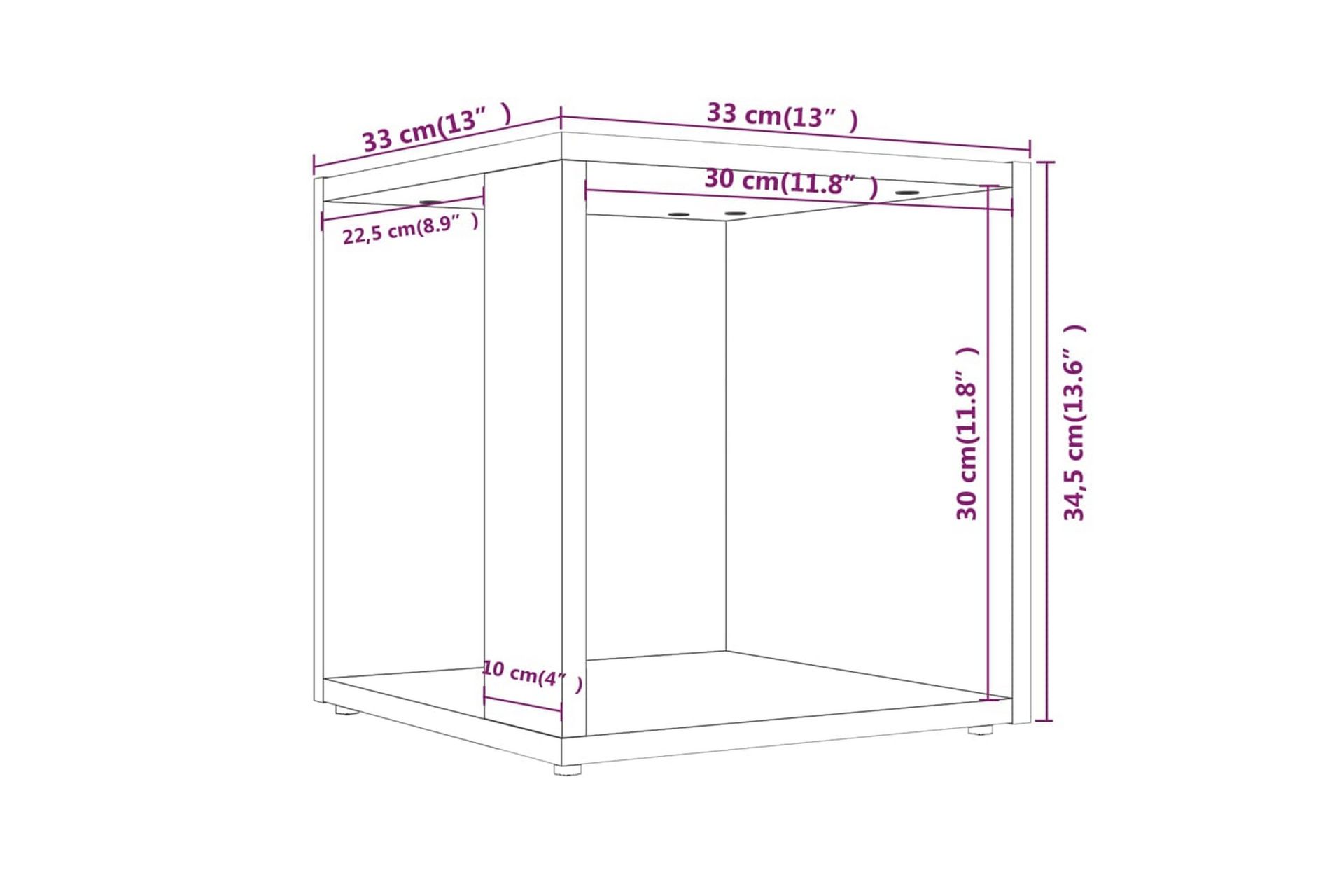 beBasic Sidebord grå sonoma 33x33x34,5 cm konstruert tre - GrÃ¥ - Oppbevaring - Oppbevaringsmøbler - Sideboard & skjenker