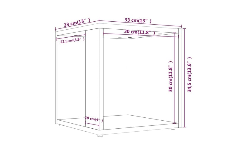 beBasic Sidebord grå sonoma 33x33x34,5 cm konstruert tre - GrÃ¥ - Oppbevaring - Oppbevaringsmøbler - Sideboard & skjenker