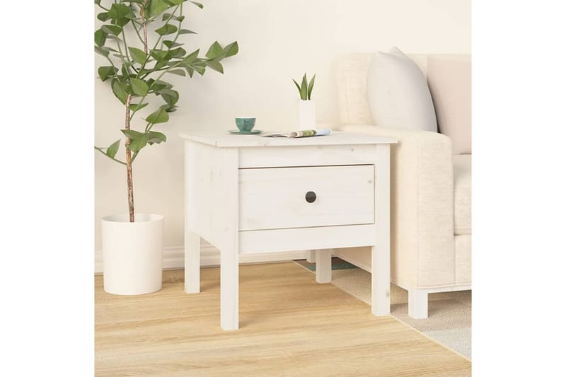 beBasic Sidebord hvit 50x50x49 cm heltre furu - Hvit - Sideboard & skjenker