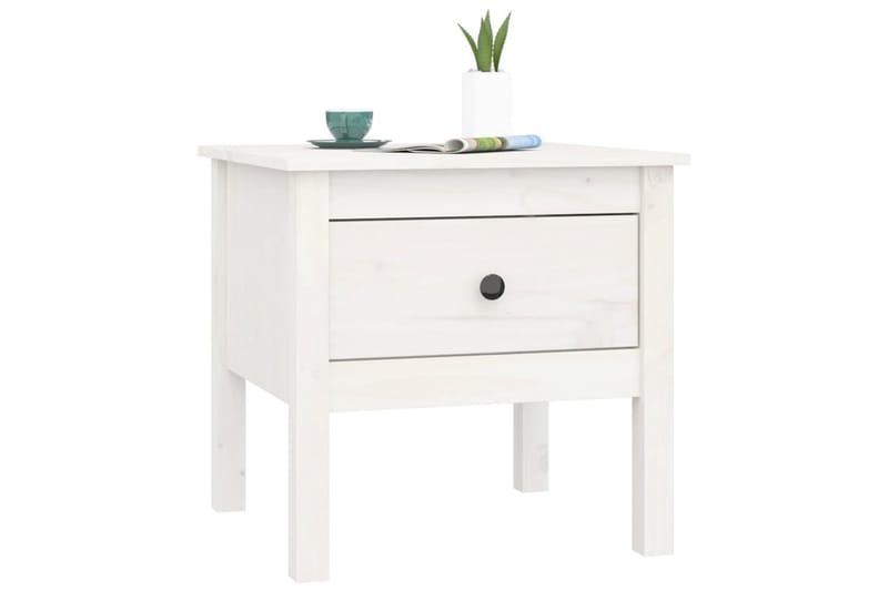 beBasic Sidebord hvit 50x50x49 cm heltre furu - Hvit - Sideboard & skjenker