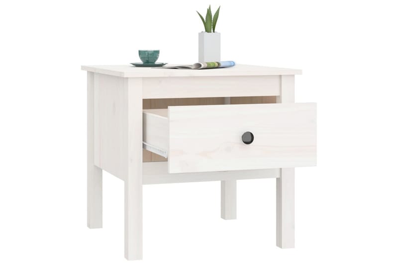 beBasic Sidebord hvit 50x50x49 cm heltre furu - Hvit - Sideboard & skjenker