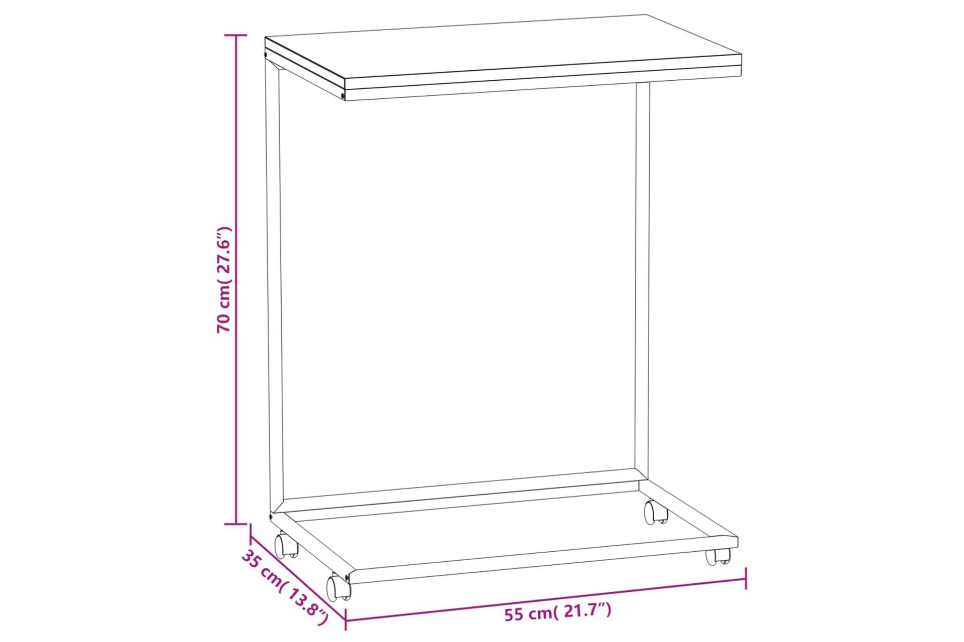 beBasic Sidebord med hjul svart 55x35x70 cm konstruert tre - Svart - Oppbevaring - Oppbevaringsmøbler - Sideboard & skjenker