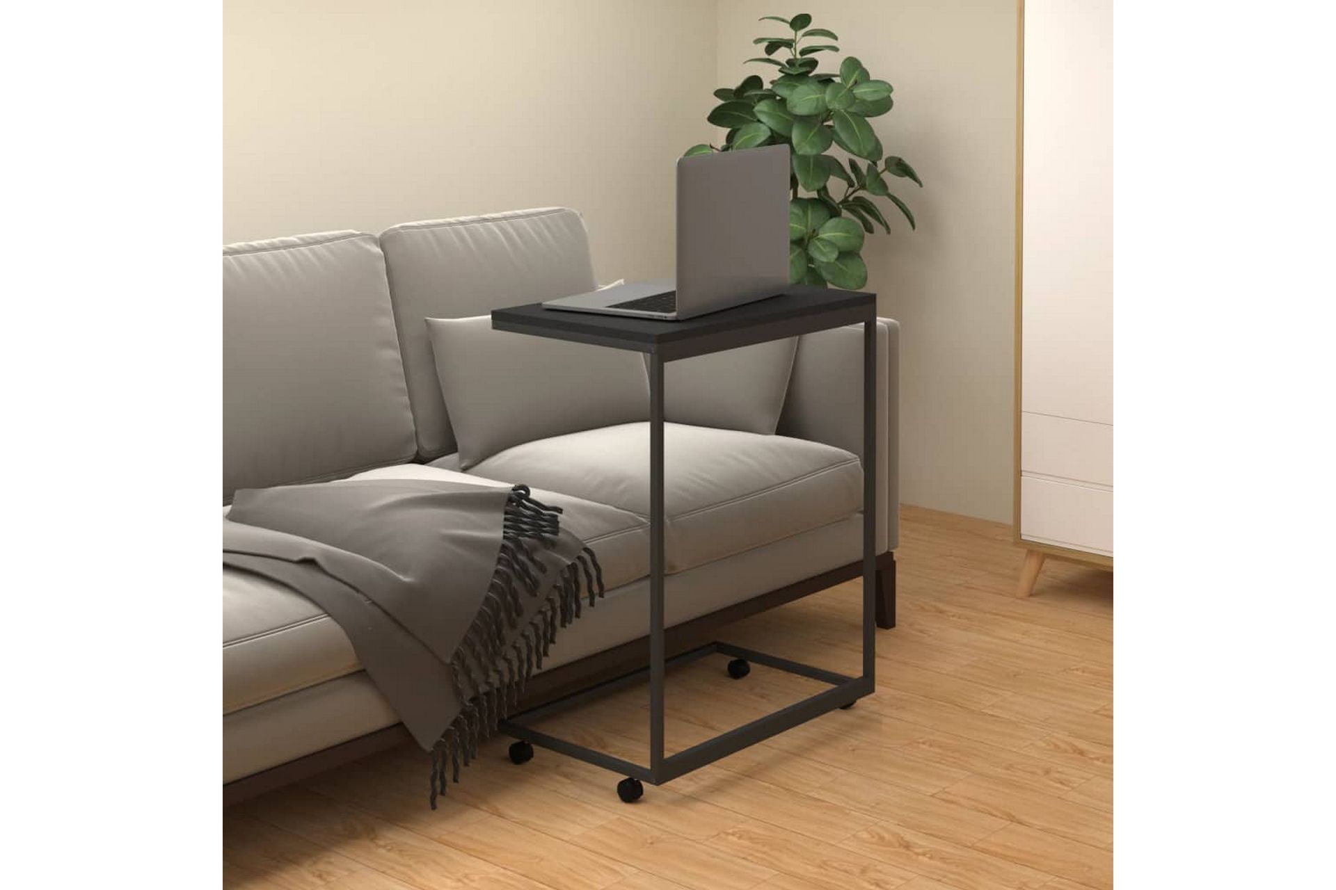 beBasic Sidebord med hjul svart 55x35x70 cm konstruert tre - Svart - Oppbevaring - Oppbevaringsmøbler - Sideboard & skjenker