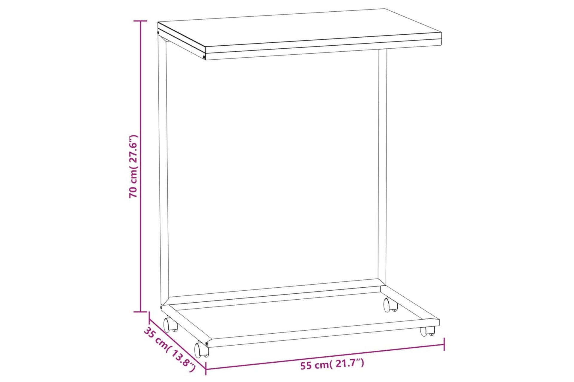 beBasic Sidebord med hjul svart 55x35x70 cm konstruert tre - Svart - Oppbevaring - Oppbevaringsmøbler - Sideboard & skjenker