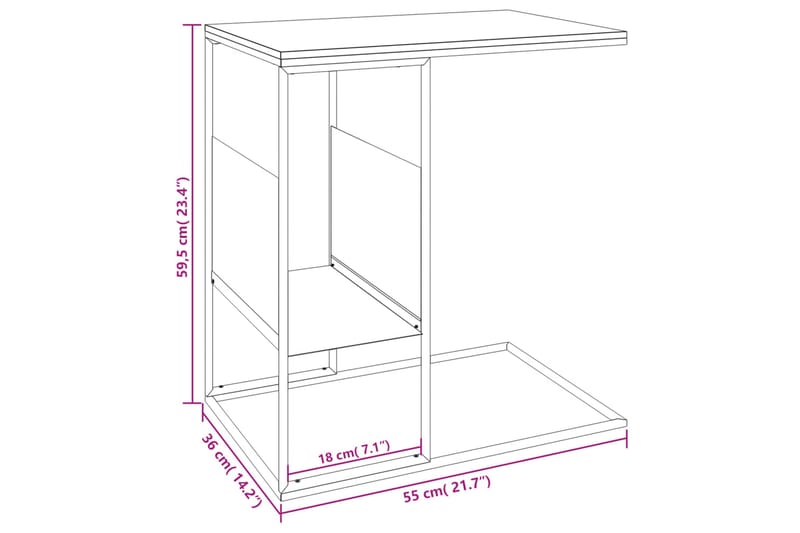 beBasic Sidebord svart 55x36x59,5 cm konstruert tre - Svart - Sideboard & skjenker