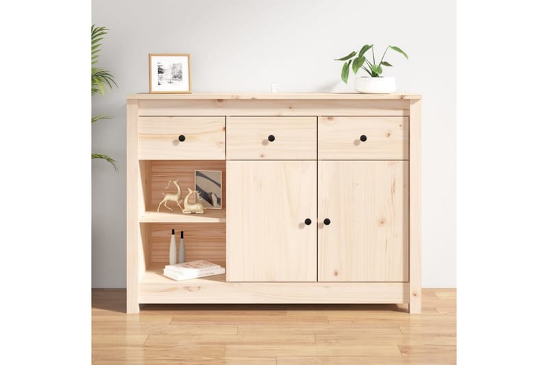 beBasic Skjenk 100x35x74 cm heltre furu - Brun - Oppbevaring - Oppbevaringsmøbler - Sideboard & skjenker