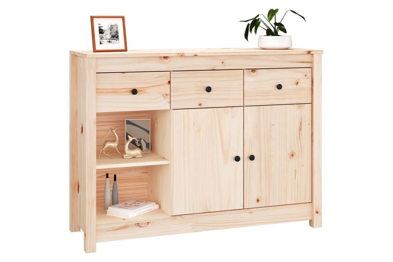 beBasic Skjenk 100x35x74 cm heltre furu - Brun - Oppbevaring - Oppbevaringsmøbler - Sideboard & skjenker