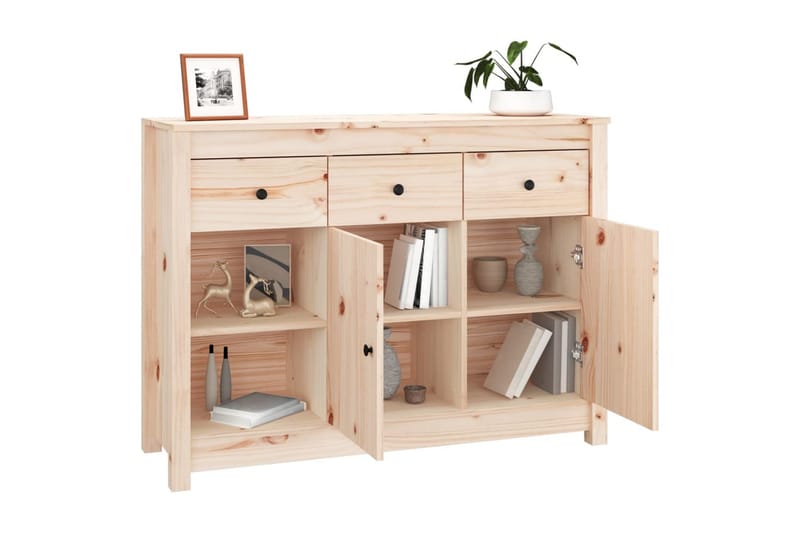 beBasic Skjenk 100x35x74 cm heltre furu - Brun - Oppbevaring - Oppbevaringsmøbler - Sideboard & skjenker