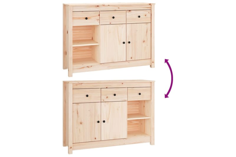 beBasic Skjenk 100x35x74 cm heltre furu - Brun - Oppbevaring - Oppbevaringsmøbler - Sideboard & skjenker