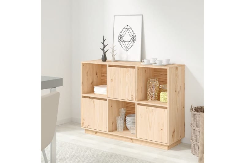 beBasic Skjenk 110,5x35x80 cm heltre furu - Brun - Oppbevaring - Oppbevaringsmøbler - Sideboard & skjenker