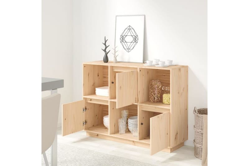 beBasic Skjenk 110,5x35x80 cm heltre furu - Brun - Oppbevaring - Oppbevaringsmøbler - Sideboard & skjenker