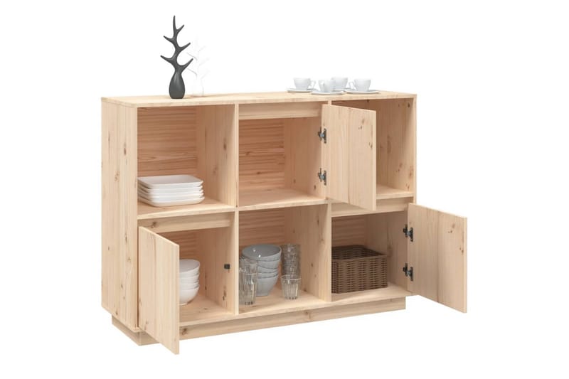 beBasic Skjenk 110,5x35x80 cm heltre furu - Brun - Oppbevaring - Oppbevaringsmøbler - Sideboard & skjenker