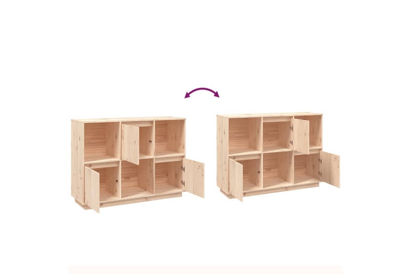 beBasic Skjenk 110,5x35x80 cm heltre furu - Brun - Oppbevaring - Oppbevaringsmøbler - Sideboard & skjenker
