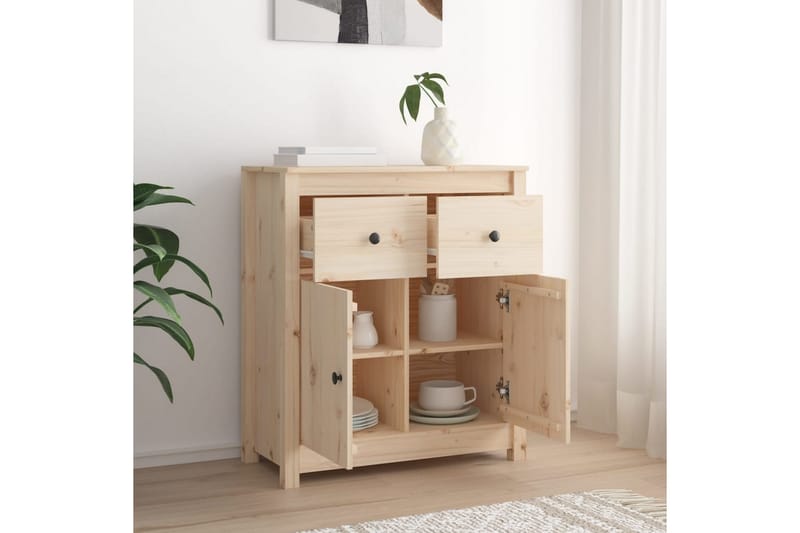 beBasic Skjenk 70x35x80 cm heltre furu - Brun - Oppbevaring - Oppbevaringsmøbler - Sideboard & skjenker