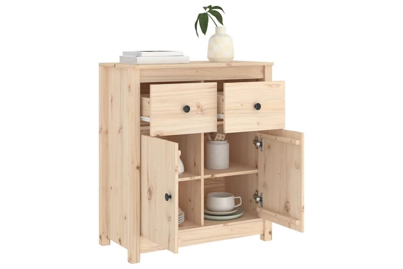 beBasic Skjenk 70x35x80 cm heltre furu - Brun - Oppbevaring - Oppbevaringsmøbler - Sideboard & skjenker