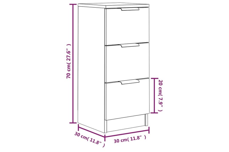 beBasic Skjenk betonggrå 30x30x70 cm konstruert tre - GrÃ¥ - Sideboard & skjenker