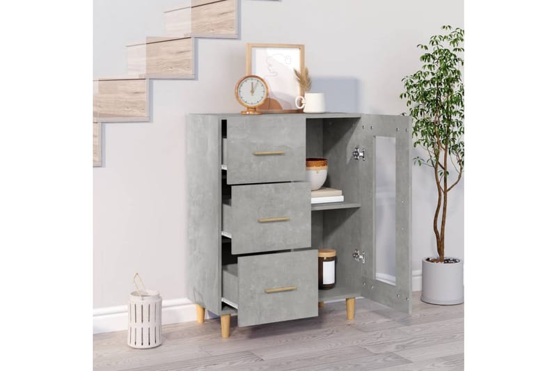 beBasic Skjenk betonggrå 69,5x34x90 cm konstruert tre - GrÃ¥ - Sideboard & skjenker