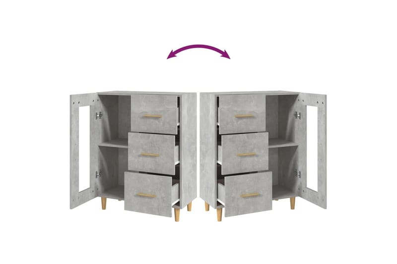 beBasic Skjenk betonggrå 69,5x34x90 cm konstruert tre - GrÃ¥ - Oppbevaring - Oppbevaringsmøbler - Sideboard & skjenker