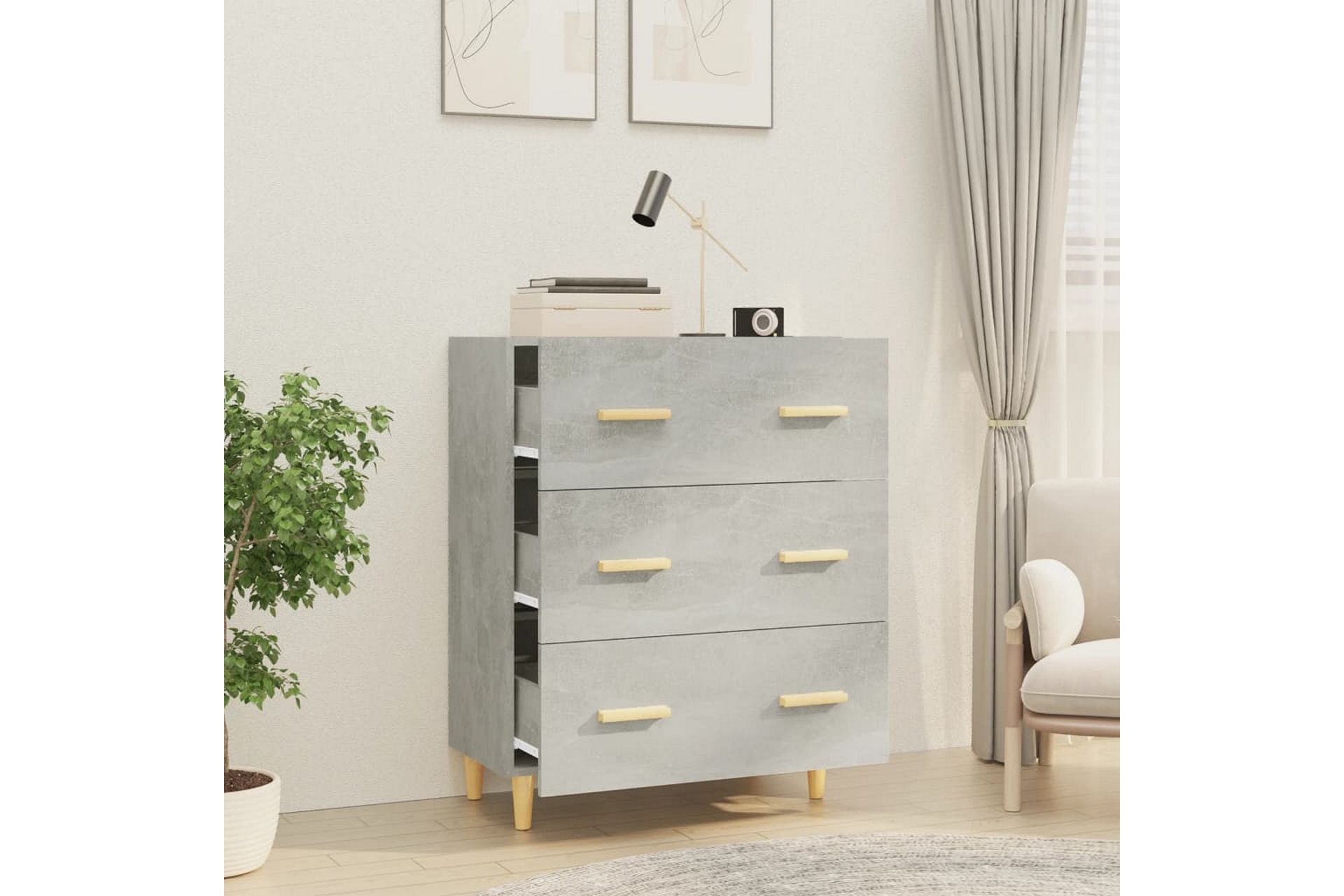 beBasic Skjenk betonggrå 70x34x90 cm konstruert tre - GrÃ¥ - Oppbevaring - Oppbevaringsmøbler - Sideboard & skjenker