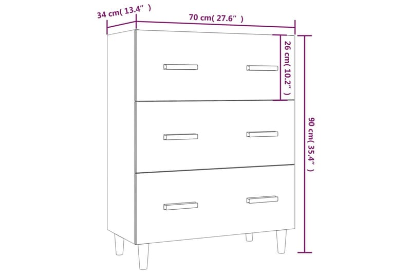 beBasic Skjenk betonggrå 70x34x90 cm konstruert tre - GrÃ¥ - Oppbevaring - Oppbevaringsmøbler - Sideboard & skjenker