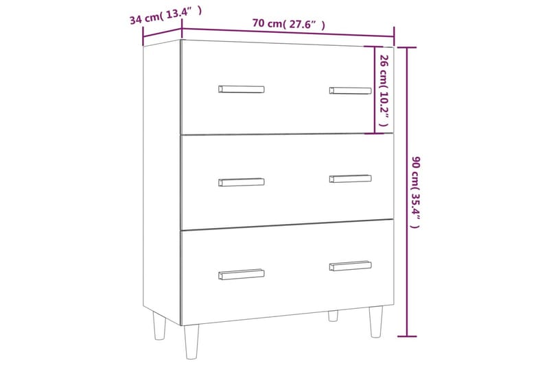 beBasic Skjenk betonggrå 70x34x90 cm konstruert tre - GrÃ¥ - Sideboard & skjenker