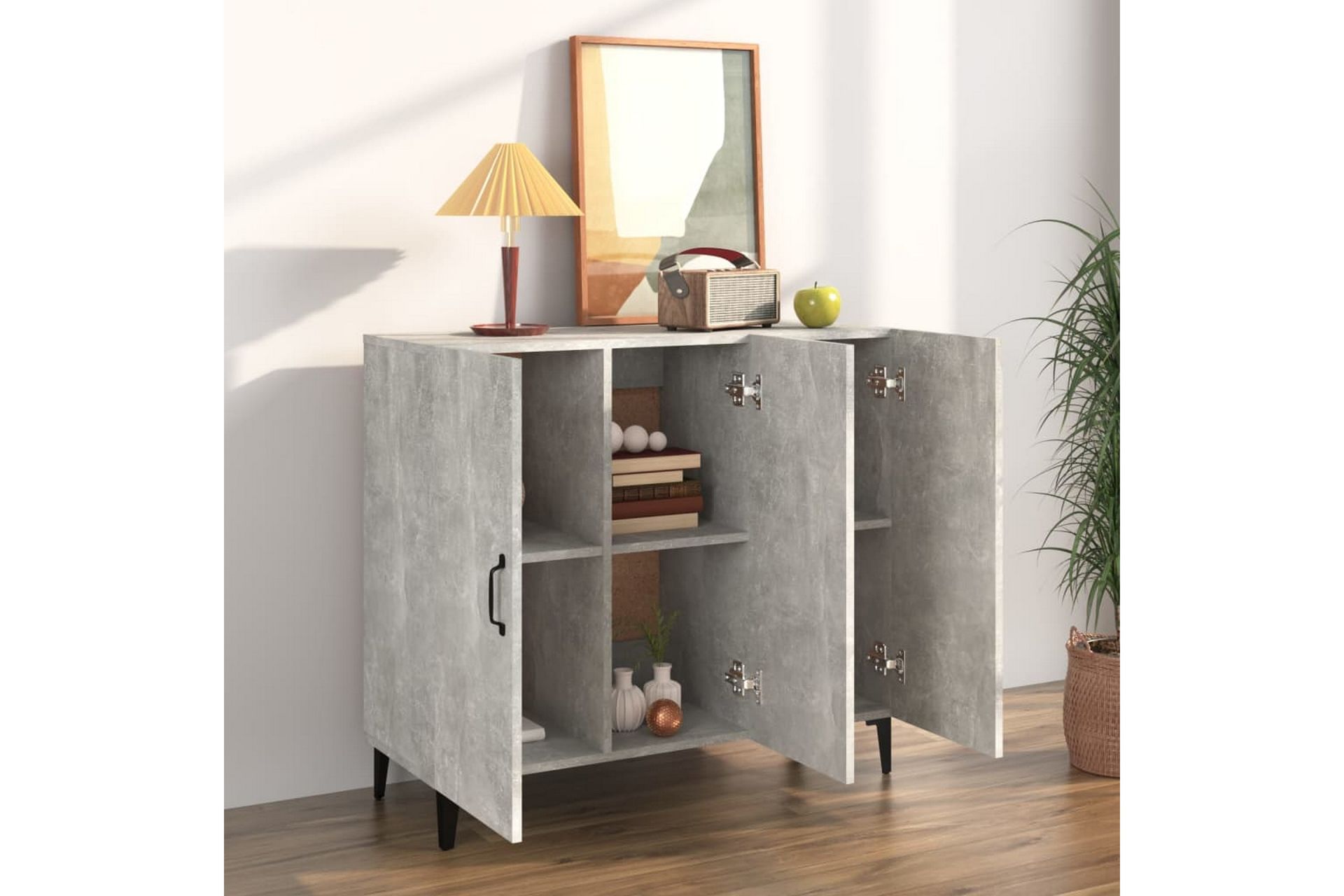 beBasic Skjenk betonggrå 90x34x80 cm konstruert tre - GrÃ¥ - Oppbevaring - Oppbevaringsmøbler - Sideboard & skjenker