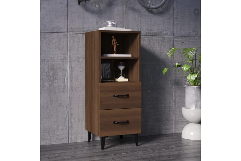 beBasic Skjenk brun eik 34,5x34x90 cm konstruert tre - Brun - Sideboard & skjenker