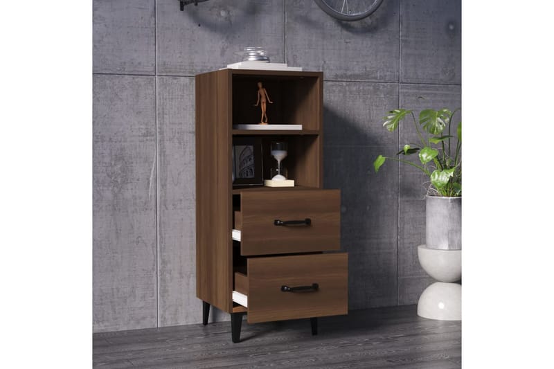 beBasic Skjenk brun eik 34,5x34x90 cm konstruert tre - Brun - Sideboard & skjenker