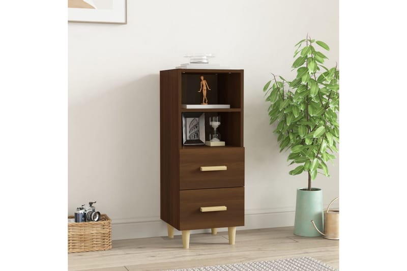 beBasic Skjenk brun eik 34,5x34x90 cm konstruert tre - Brun - Sideboard & skjenker