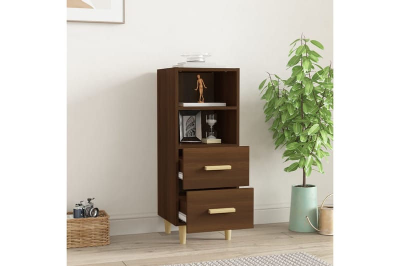beBasic Skjenk brun eik 34,5x34x90 cm konstruert tre - Brun - Oppbevaring - Oppbevaringsmøbler - Sideboard & skjenker