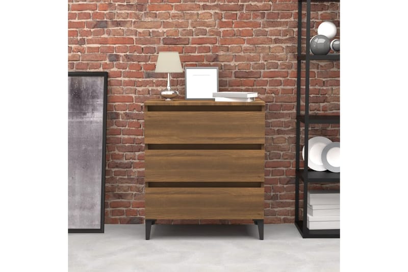 beBasic Skjenk brun eik 60x35x69 cm konstruert tre - Brun - Sideboard & skjenker