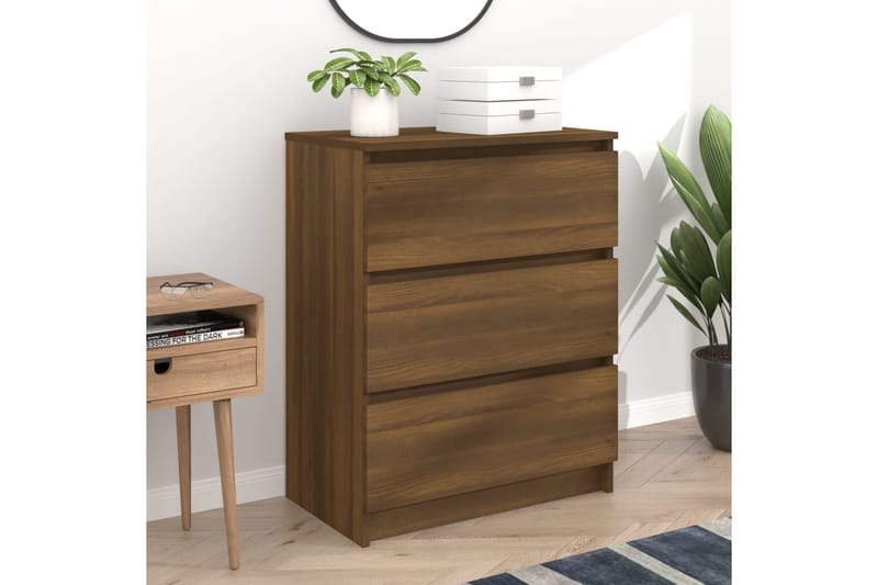 beBasic Skjenk brun eik 60x35x76 cm konstruert tre - Brun - Sideboard & skjenker