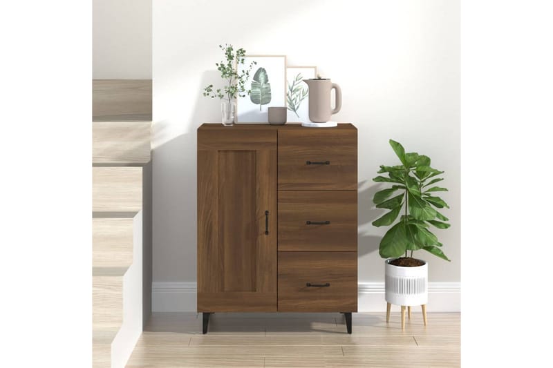 beBasic Skjenk brun eik 69,5x34x90 cm konstruert tre - Brun - Oppbevaring - Oppbevaringsmøbler - Sideboard & skjenker