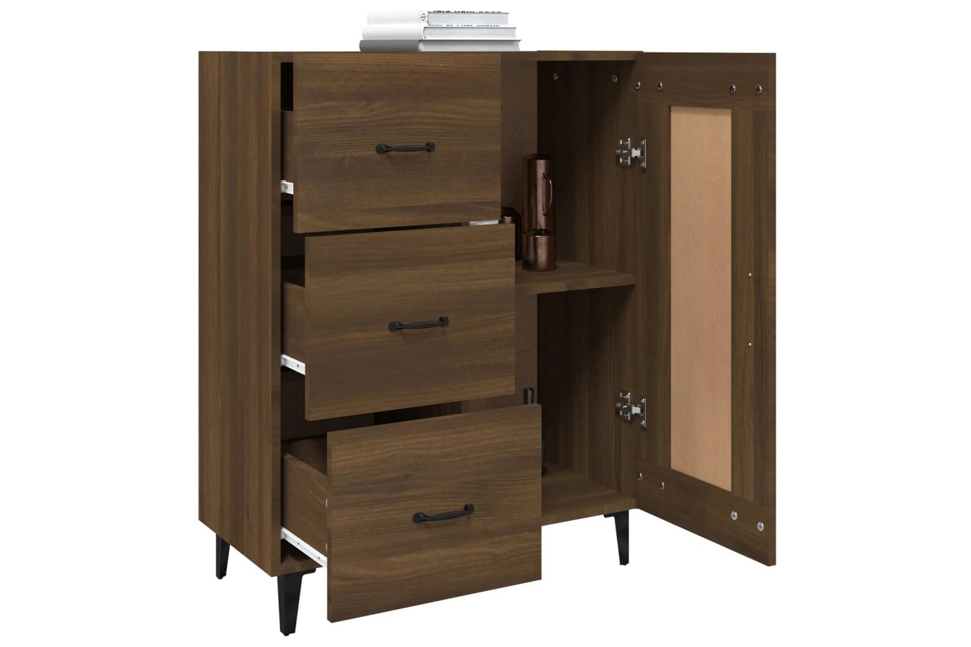 beBasic Skjenk brun eik 69,5x34x90 cm konstruert tre - Brun - Oppbevaring - Oppbevaringsmøbler - Sideboard & skjenker
