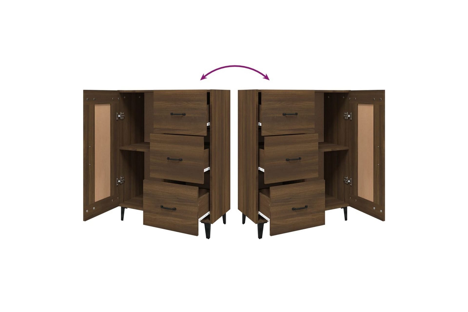 beBasic Skjenk brun eik 69,5x34x90 cm konstruert tre - Brun - Oppbevaring - Oppbevaringsmøbler - Sideboard & skjenker
