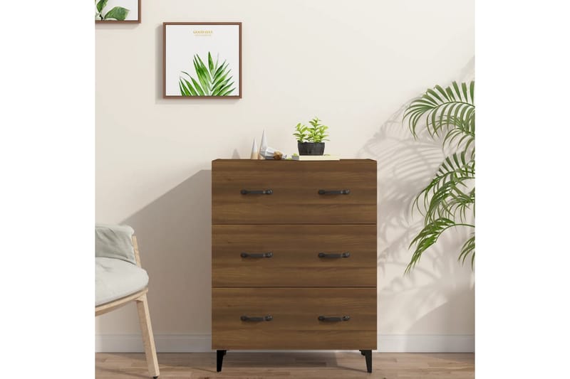 beBasic Skjenk brun eik 69,5x34x90 cm konstruert tre - Brun - Sideboard & skjenker