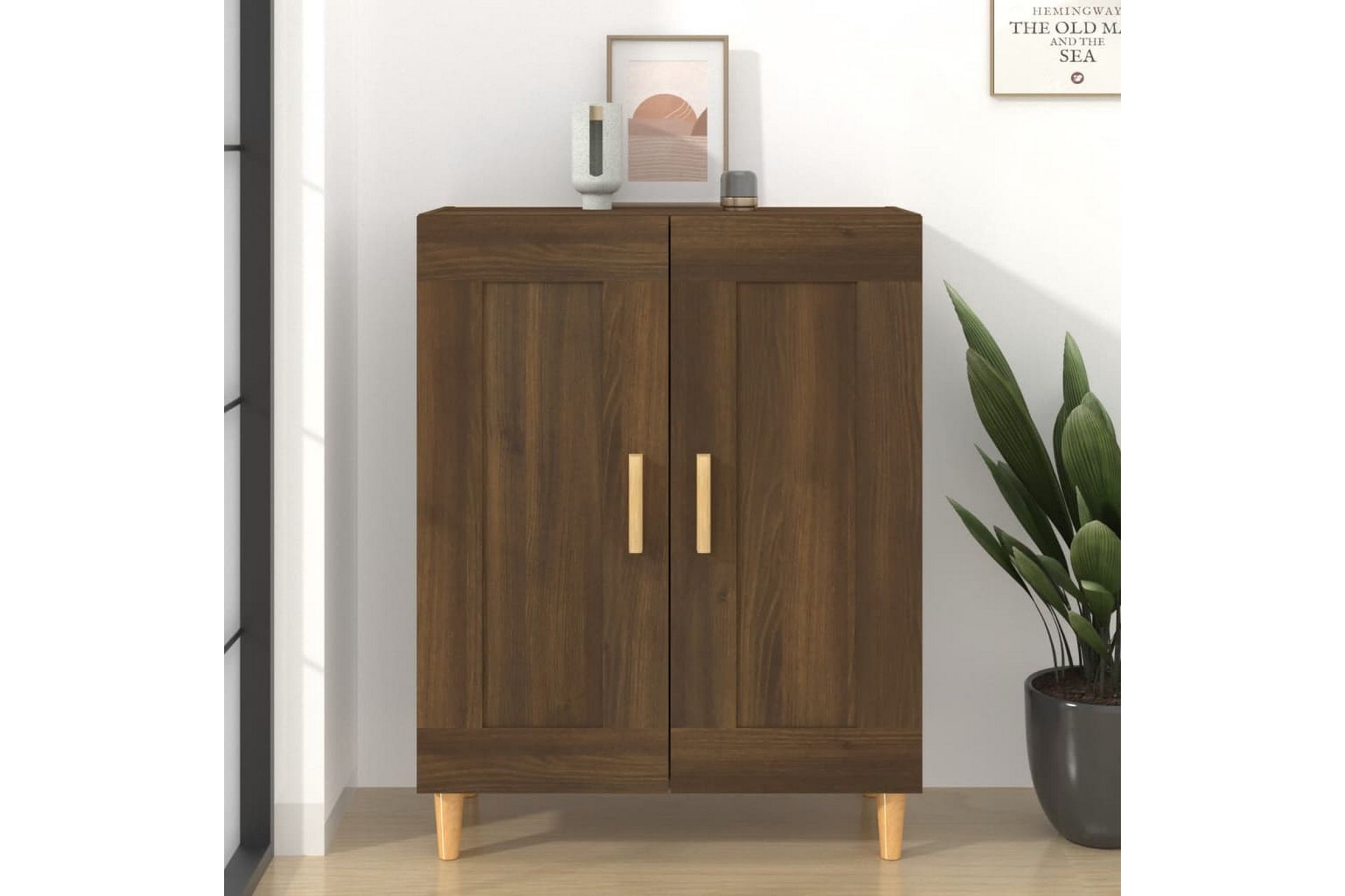 beBasic Skjenk brun eik 69,5x34x90 cm konstruert tre - Brun - Oppbevaring - Oppbevaringsmøbler - Sideboard & skjenker