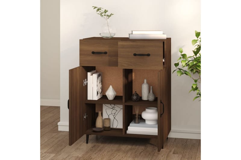 beBasic Skjenk brun eik 69,5x34x90 cm konstruert tre - Brun - Oppbevaring - Oppbevaringsmøbler - Sideboard & skjenker