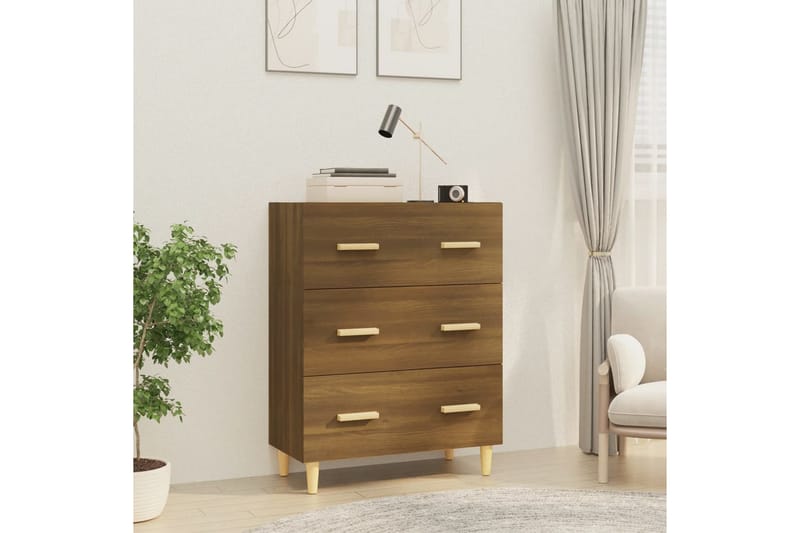 beBasic Skjenk brun eik 70x34x90 cm konstruert tre - Brun - Sideboard & skjenker