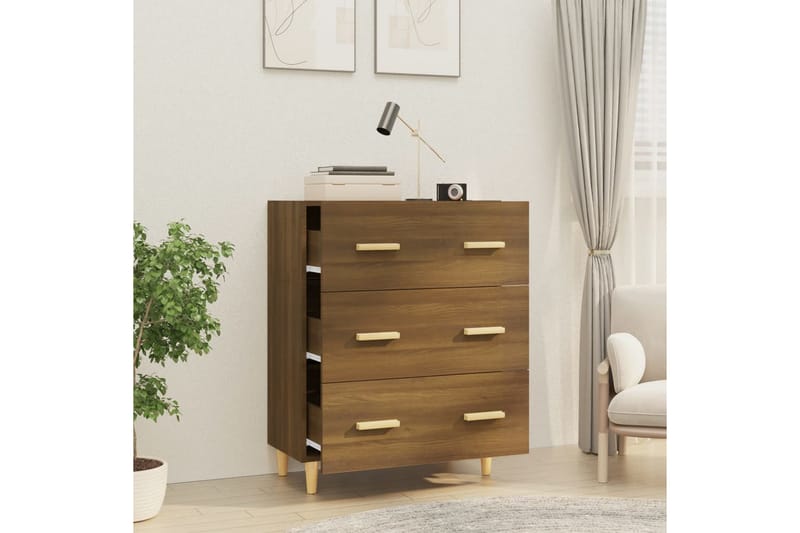 beBasic Skjenk brun eik 70x34x90 cm konstruert tre - Brun - Oppbevaring - Oppbevaringsmøbler - Sideboard & skjenker