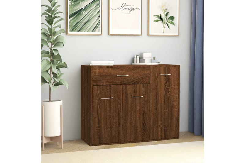 beBasic Skjenk brun eik 88x30x70 cm konstruert tre - Brun - Oppbevaring - Oppbevaringsmøbler - Sideboard & skjenker