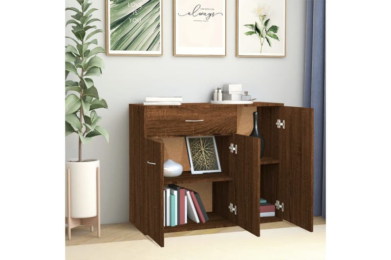 beBasic Skjenk brun eik 88x30x70 cm konstruert tre - Brun - Oppbevaring - Oppbevaringsmøbler - Sideboard & skjenker