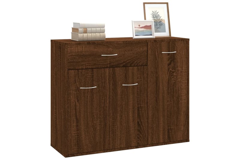 beBasic Skjenk brun eik 88x30x70 cm konstruert tre - Brun - Sideboard & skjenker