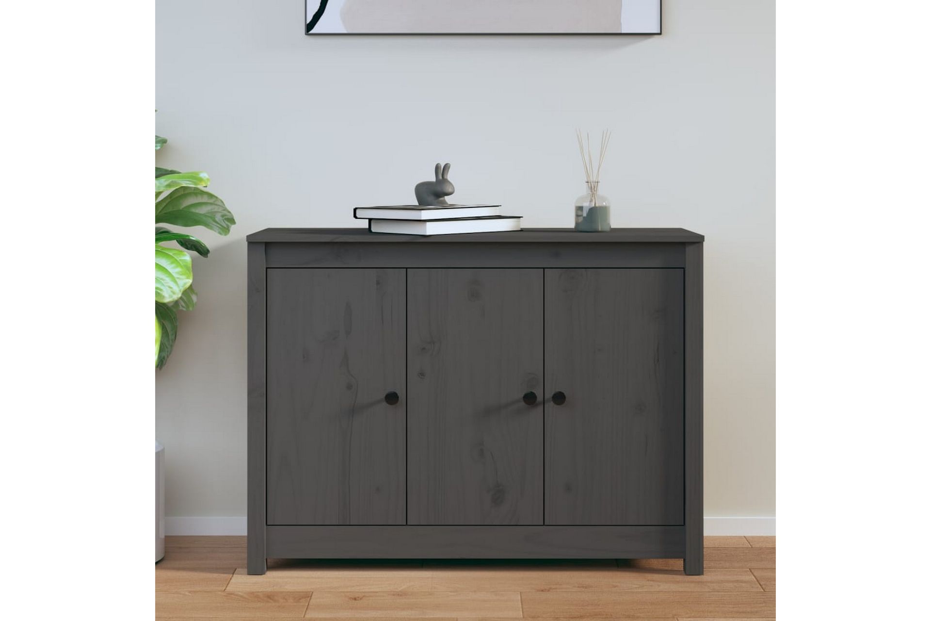 beBasic Skjenk grå 100x35x74 cm heltre furu - GrÃ¥ - Oppbevaring - Oppbevaringsmøbler - Sideboard & skjenker