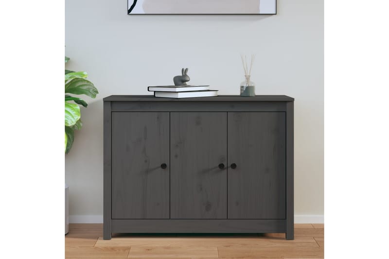 beBasic Skjenk grå 100x35x74 cm heltre furu - GrÃ¥ - Sideboard & skjenker