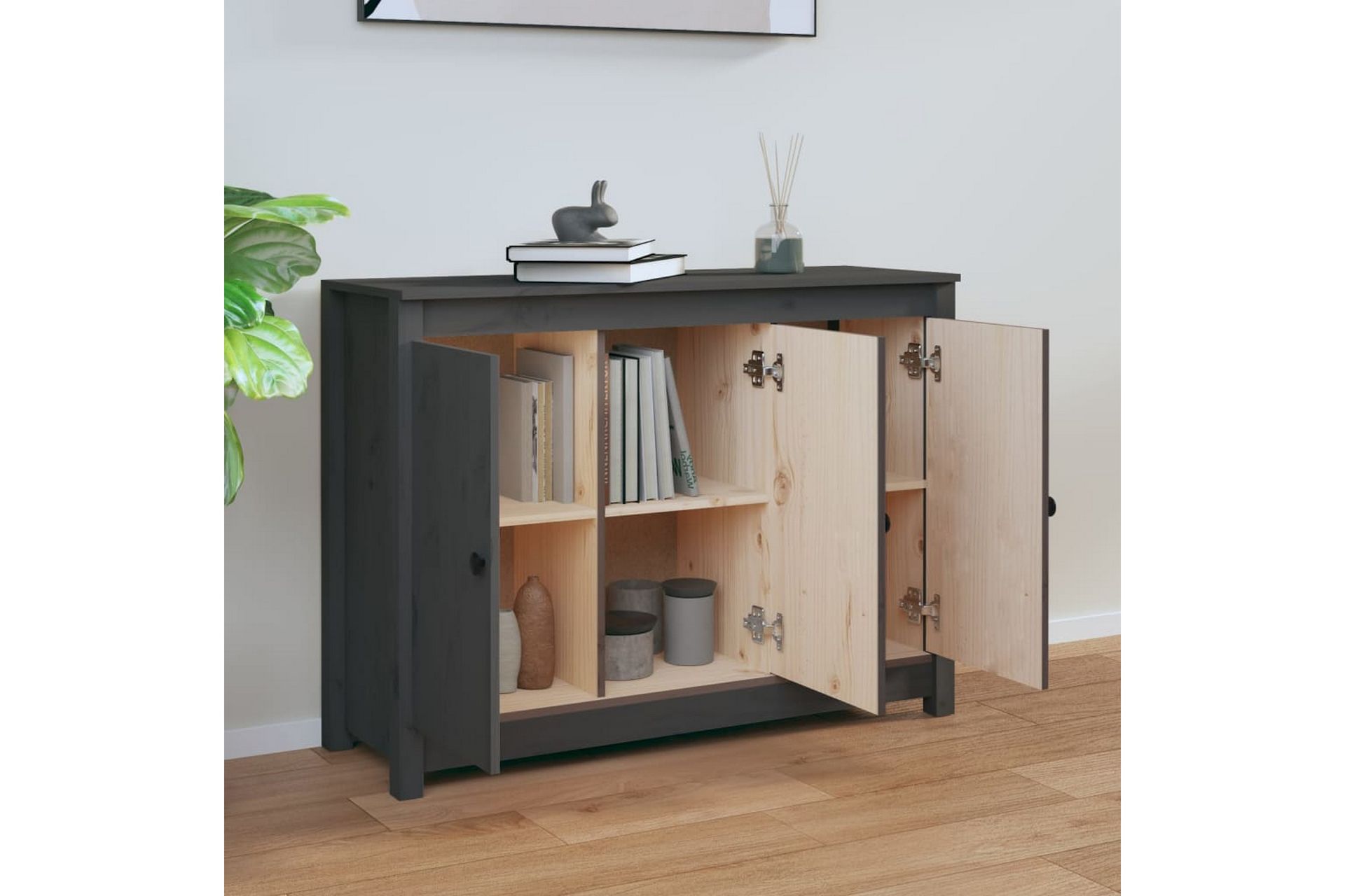 beBasic Skjenk grå 100x35x74 cm heltre furu - GrÃ¥ - Oppbevaring - Oppbevaringsmøbler - Sideboard & skjenker