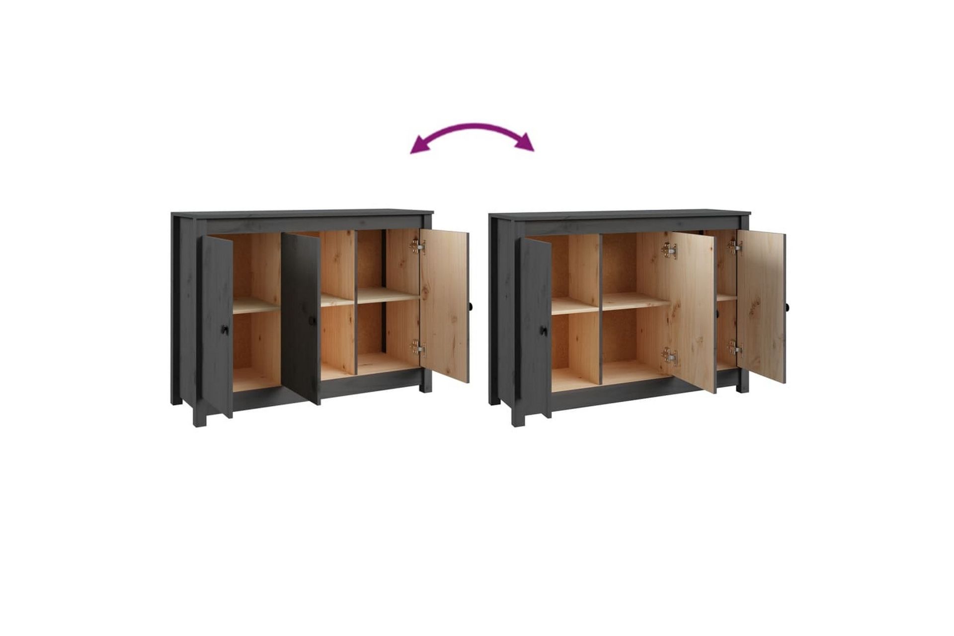 beBasic Skjenk grå 100x35x74 cm heltre furu - GrÃ¥ - Oppbevaring - Oppbevaringsmøbler - Sideboard & skjenker